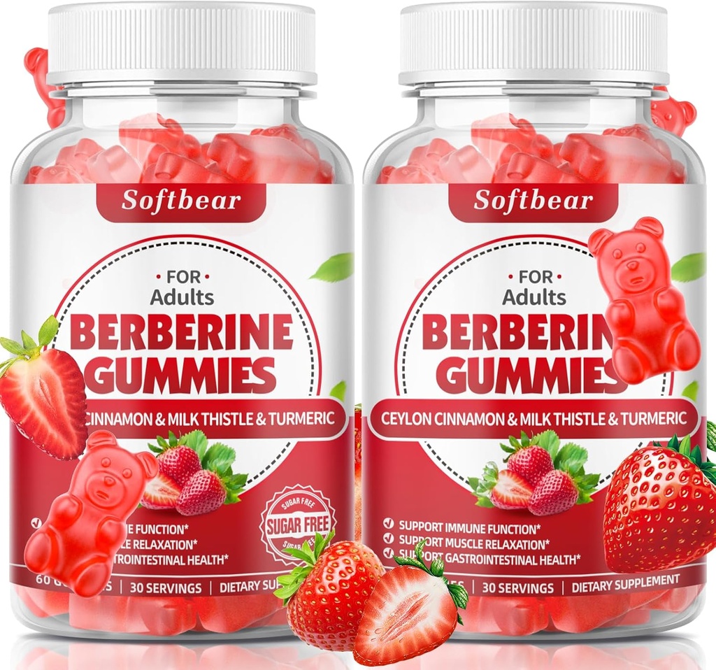 mehek medved Berberine s Ceylon Cinnamon Gumies Organic Berberine HCL 1500mg za presnovo Imunsko zdravje Brez sladkorja Berberine Dopolnila jagode Okusno 120