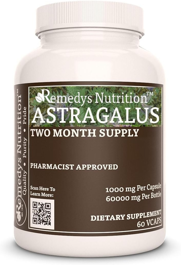 Astragalus Remedy's Nutrition MEGA Jakost 1.000 mg na kapsulo/60.000 mg na steklenico Vegal VCaps