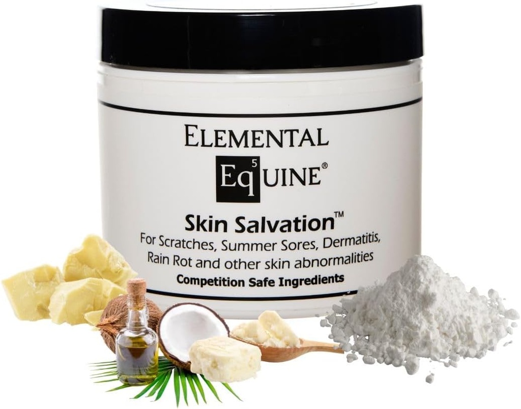 Elemental Equine Skin Reševanje 4oz za konje - Boj proti praskam, Mud Fever, Poletne rane, Dermatitis, Poletni Crud, Cannon Bone Gunk in podobne težave kože pri konjih