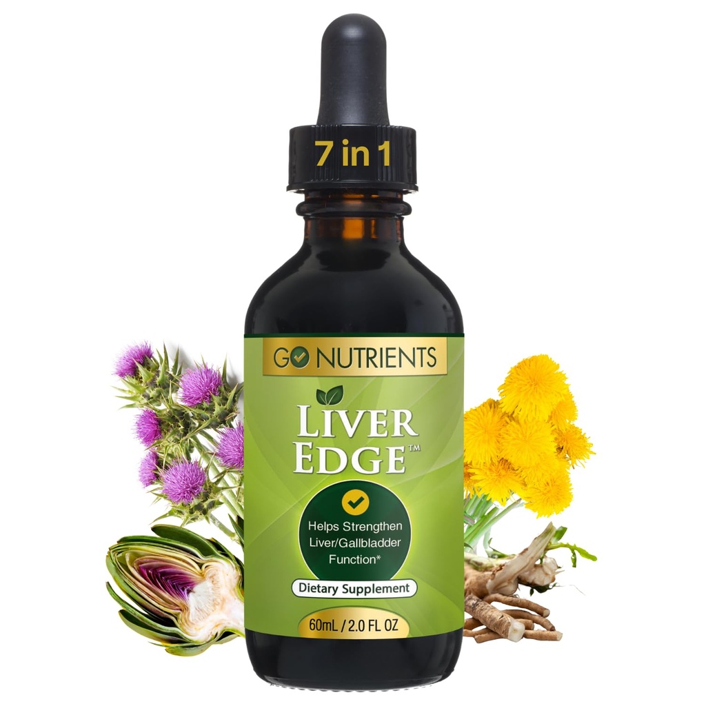 Go Nutrients Jetra Edge – Milk Thistle dodatek za čiščenje jeter, Detox & Popravilo z artičoke Extract za zdravje & mastna jetra Podpora, organske tekoče kapljice & Tinkture - 2 oz, 48 Servinges