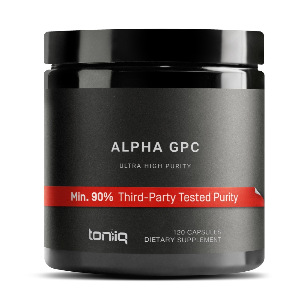 Toniiq Ultra High Purity Alpha GPC kapsule - 600 mg koncentrirana formula - 90%+ Visokoprečiščeni in biološko razpoložljivi nootropični - 120 kapsul Alpha GPC dodatek