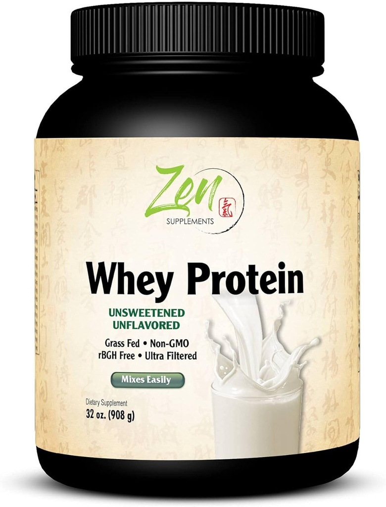 Zen Supplements - Ekološka trava Fed Whey Protein 19g Per Serving Keto prijazno - Nearomated 32 Oz-Powder