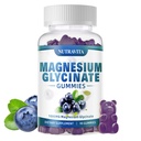 Magnezij Glycinate Gumies 1000mg z magnezijevim L-treonatom,Cheliran magnezijev kalijev kompleks dodatek z VitD, B6, CoQ10, kalcij,Podpora za spomin, miren, Mood - 90 Gummies borovnica