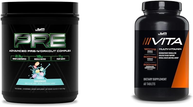 PRE JYM X - Shockwave Pred vadbo Powder & Vita JYM Sports Multivitamin za športnike 60 tablet