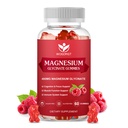 400mg Magnezijev Glicinat Gumies z 200mg magnezijevega malata, vitamin D, B6 in CoQ10, Magnezijev Glicinat dodatek za sprostitev in kognicijo, sladkor brez, malina aroma - 60 Gumies