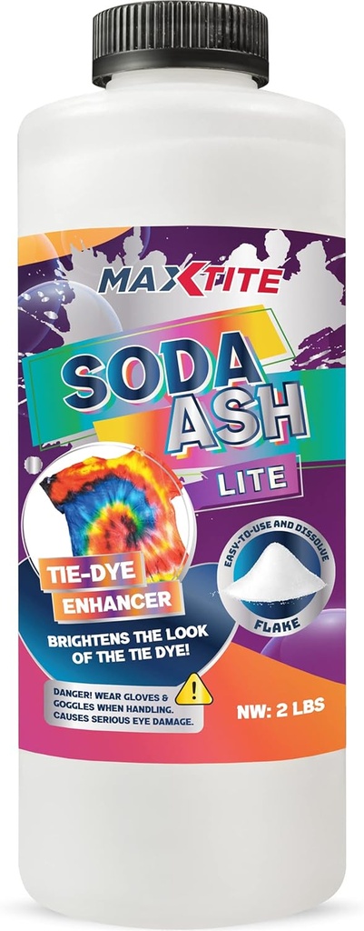 MAXTITE soda Ash Lite (2 lbs) - 100% Pure Natrijev karbonat - Pranje soda, Tie Die, pH povečevalnik, in več - HDPE vsebnik w/Resealable Child Resistant Cap