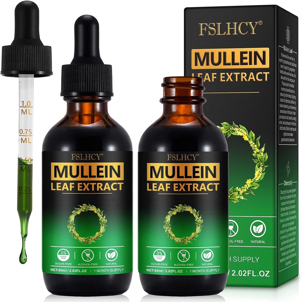 Mullein kapljice, Mullein Leaf Extract, Organic Mullein Leaf Tinkture Zeliščni dodatek, Brez dodatkov Mullein Extract kapljice 2 fl Oz, 2 pakiranja