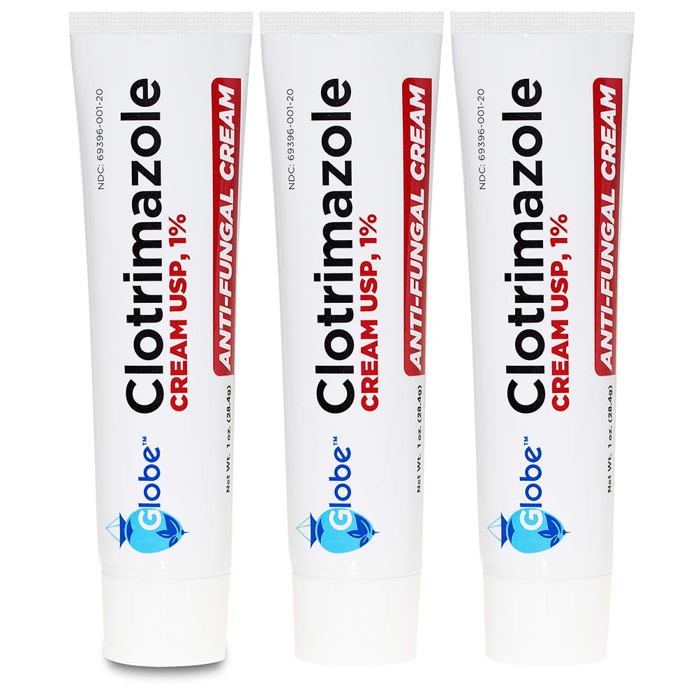 Globe Clotrimazol Antiglivična krema 1% USP, 1 oz (3 paket), Proti glivično zdravljenje, Olajša rbenje, gorenje, Kreking in raztresanje povezane Athletes Foot, Jock Srbeč, Ringlif in več