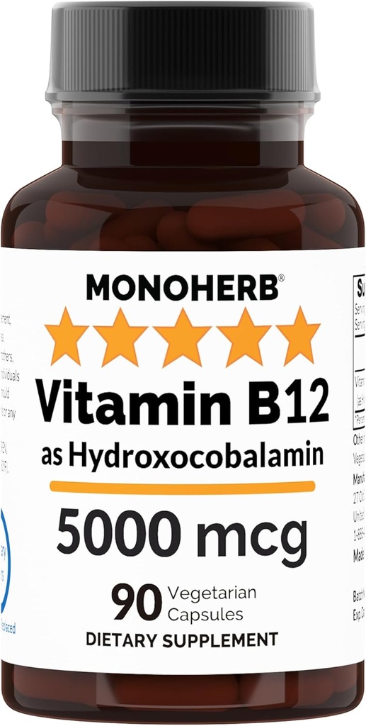 MONOHERB Hydroxo B12 Vitamin 5000mcg, hidroksokobalamin, hidroksi B12