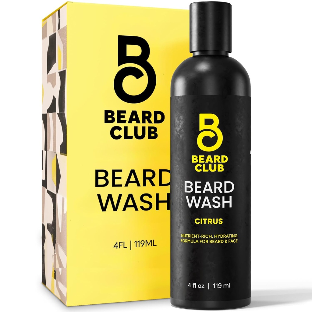 Beard Club Citrus Beard & Face Wash– All-in-Ene Čistilec, Mehkužci & Hranila Obrazni lasje, Hidrati in čisti kožo, Paraben & Sulfate-free