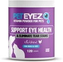 Pet Eyez Vitamin v prahu za hišne živali - Podpira zdravje oči in zmanjšuje razjeda Stain Building - 100% naravna hrana Topper za pse in mačke s super hrano, antioksidanti in hranila - piščančje arome - 120 Scoops