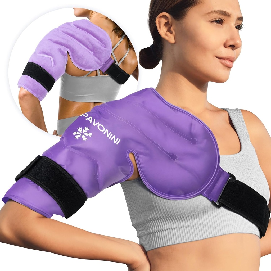 KingPavonini Led Pack Rotator Cuff Cold Therapy, Repable Gel Led Pack za poškodbe ramen, lajšanje bolečin, otekanje, ramena kirurgija, tendonitis, burzitis, vijolična, srednje velikosti