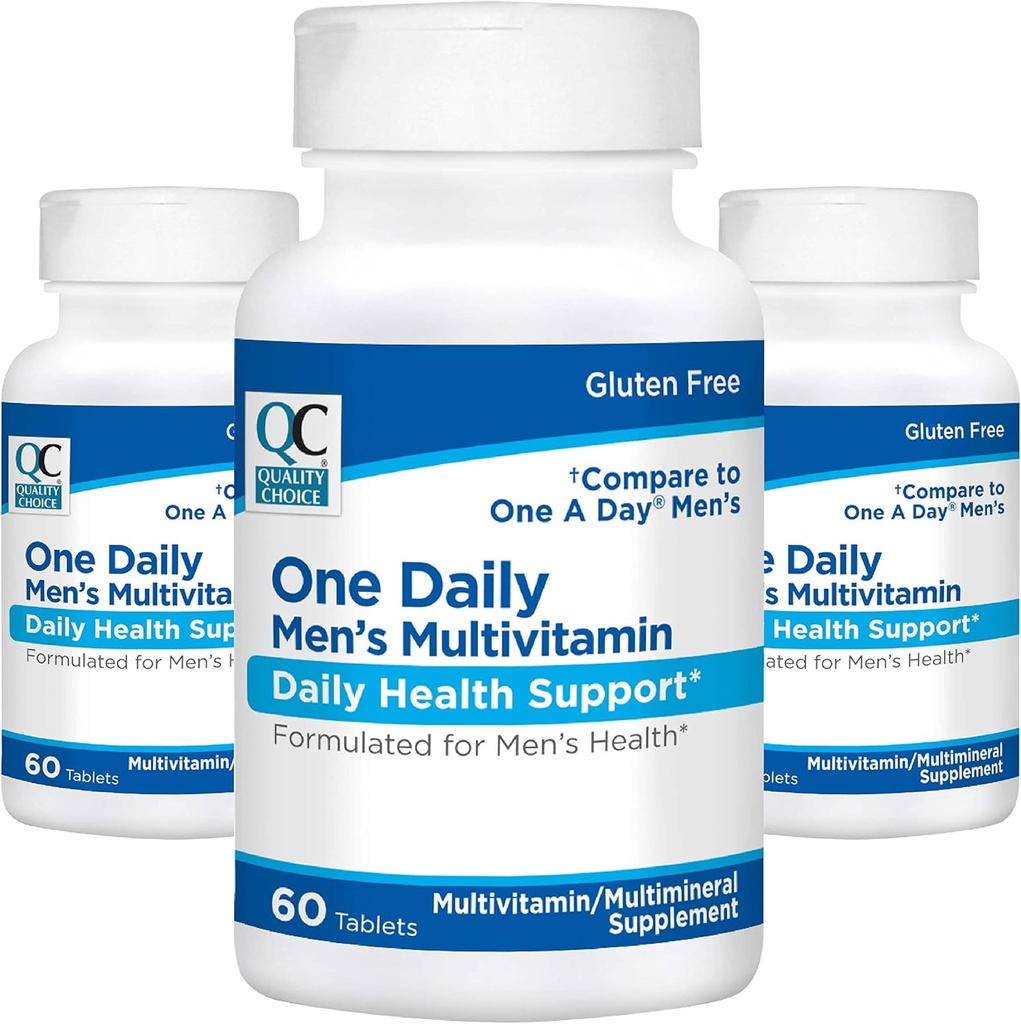 Kakovost Izbira moških One Daily Multivitamin z vitamini A C D E B (1, 2, & 6) in mineralne dodatke v 60 Številčnih steklenic (3 pakiranje)