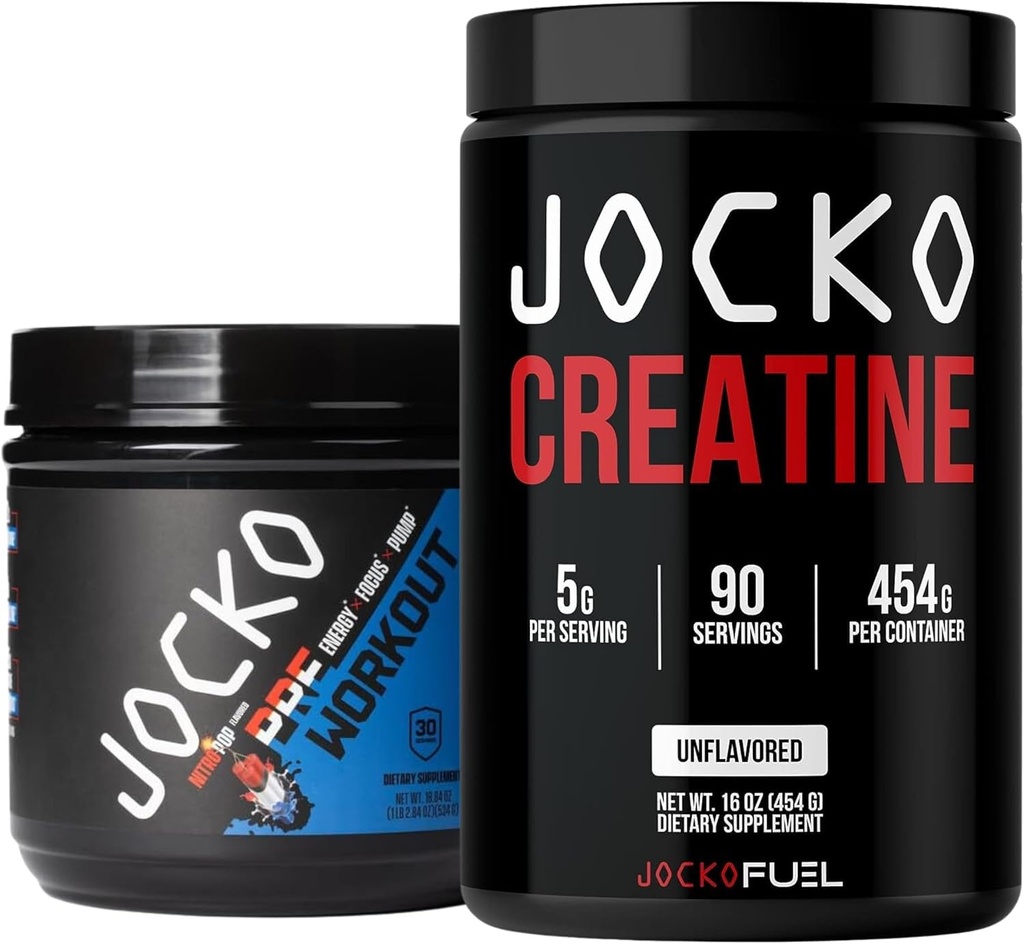Jocko Fuel Gym Bundle - Kreatin + Nitro Pop Pre Workout Powder (2 paket) 30 dan dobava