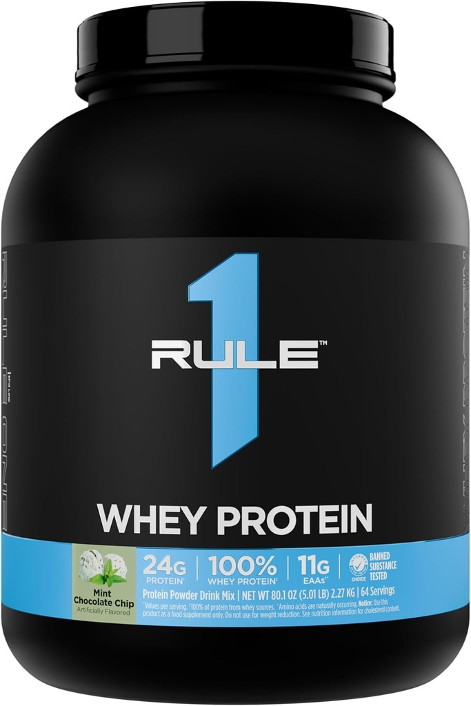 Pravilo 1 Whey Protein – 24g hitro delujoče beljakovine iz All-Whey virov z naravno EAAS & BCAA za regeneracijo ali kadarkoli uporabo (5 funtov*, metin čokoladni čip)