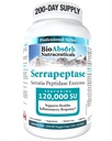 Bio absorbcija Encima serapeptaze, visoka jakost 120000 enot (SPU), 200-dnevna zaloga, zapoznelo sproščanje Vegetarijanske kapsule (DRcaps) za maksimalno absorpcijo
