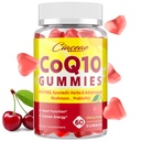 CoQ10 Gumiji s PQQ - 400 MG Koencim Q10 Visoka moč, Okrepljen z ajurvedskimi zelišči, Adaptogene gobe Mešanica in probiotiki za srce, možgane, energijo, Immuniteta, Cherry Flavor, 60 Vegan Gumies