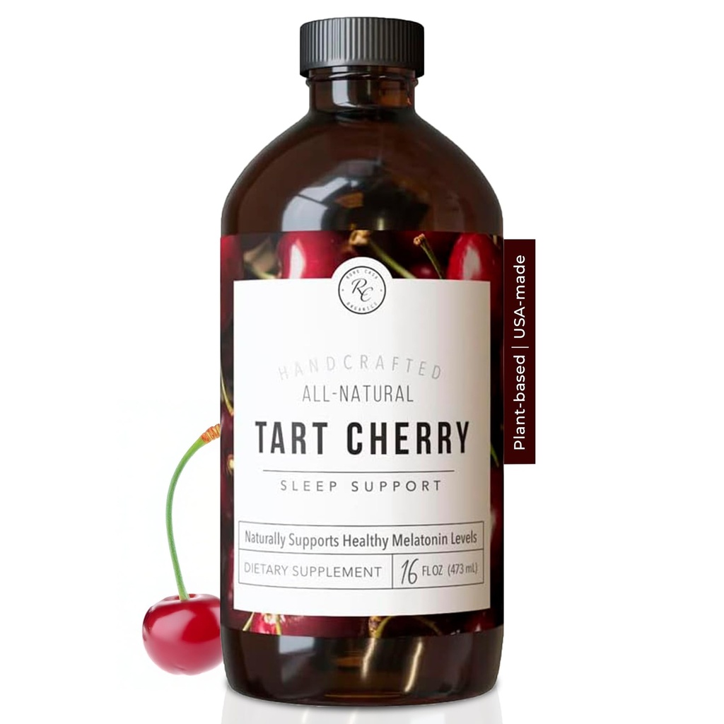 Rowe Casa Organics Tart Cherry Organic Sleep Support with Valerian Root, Podpira urejanje cikla spanja in okrevanje mišic (16 Fl Ounces)