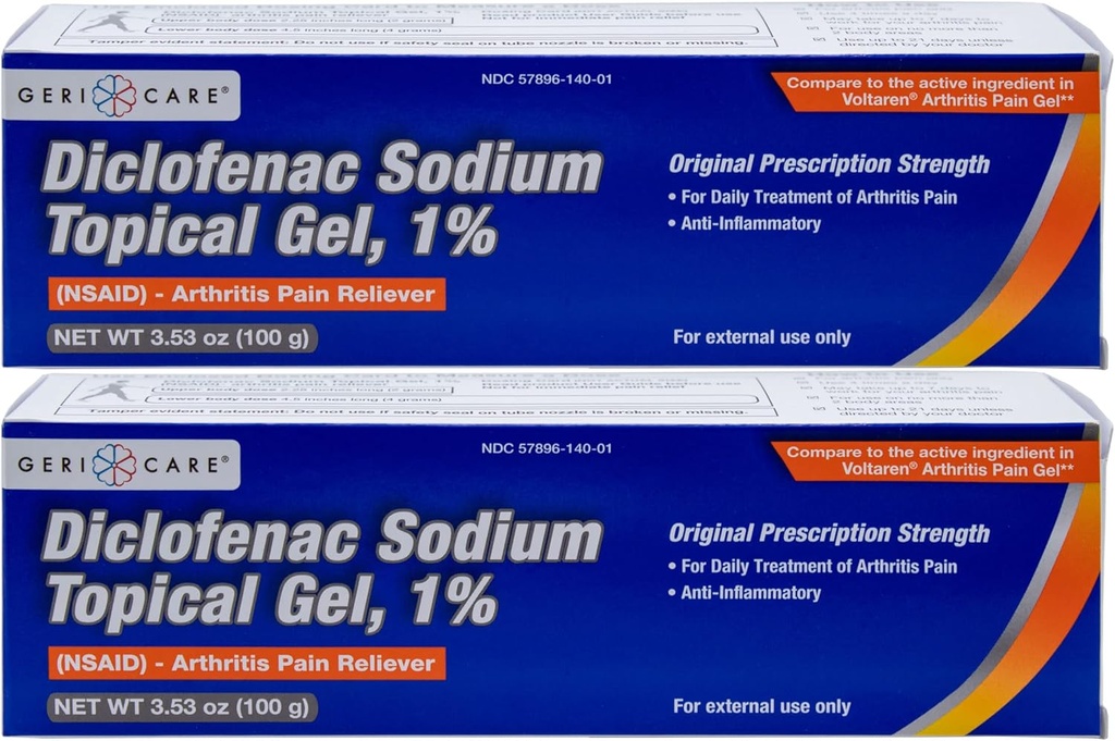 GeriCare topični artritis bolečine Relief gel diklofenak natrijev 1% (NSAID) ročno zapestje kolena koleno ekstra močna bolečina Reliever- protivnetno artritis bolečine zdravljenje, 3,53oz (2 pakiranje)