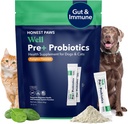 Poštene Paws Probiotiki za pse - pes prebava Gut zdravje Probiotični prašek s prebiotiko Izdelano v ZDA, Prebavni in imunski podpora - Prebavni encimi z bučno aromo (30 palic)