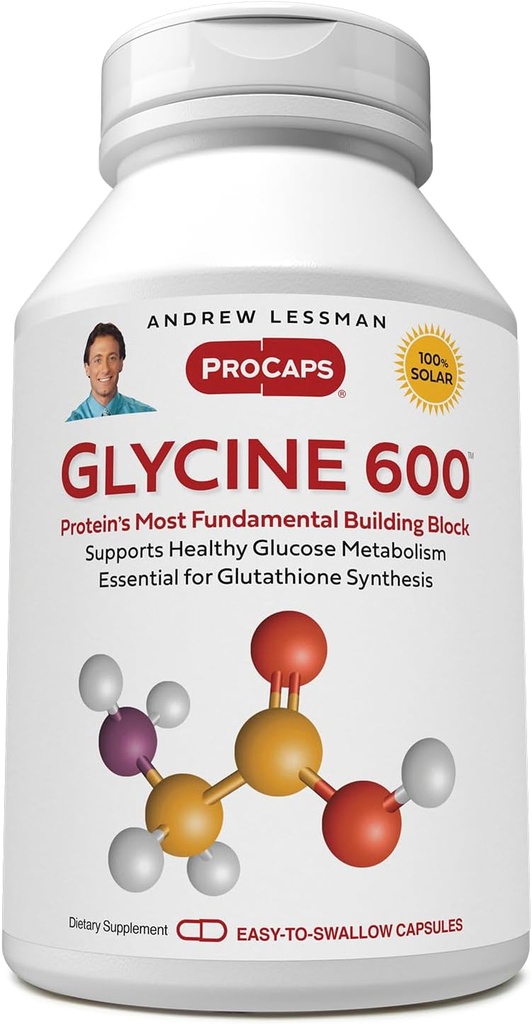 ANDREW LESSMAN Glycine 600mg - 180 kapsul - čista, preprosta, aminokislina. Kritična strukturna vloga v kolagenskih tkivih. Brez dodatkov
