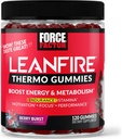Sila Factor LeanFire Termo Gumies z B12 Vitamini, kofein, & Zelena kava Fižol, Boost Energija, Presnova, vzdržljivost, Stamina, Motivacija, Fokus, & Performance, Pred vadbo Gumies, 120 Gumies