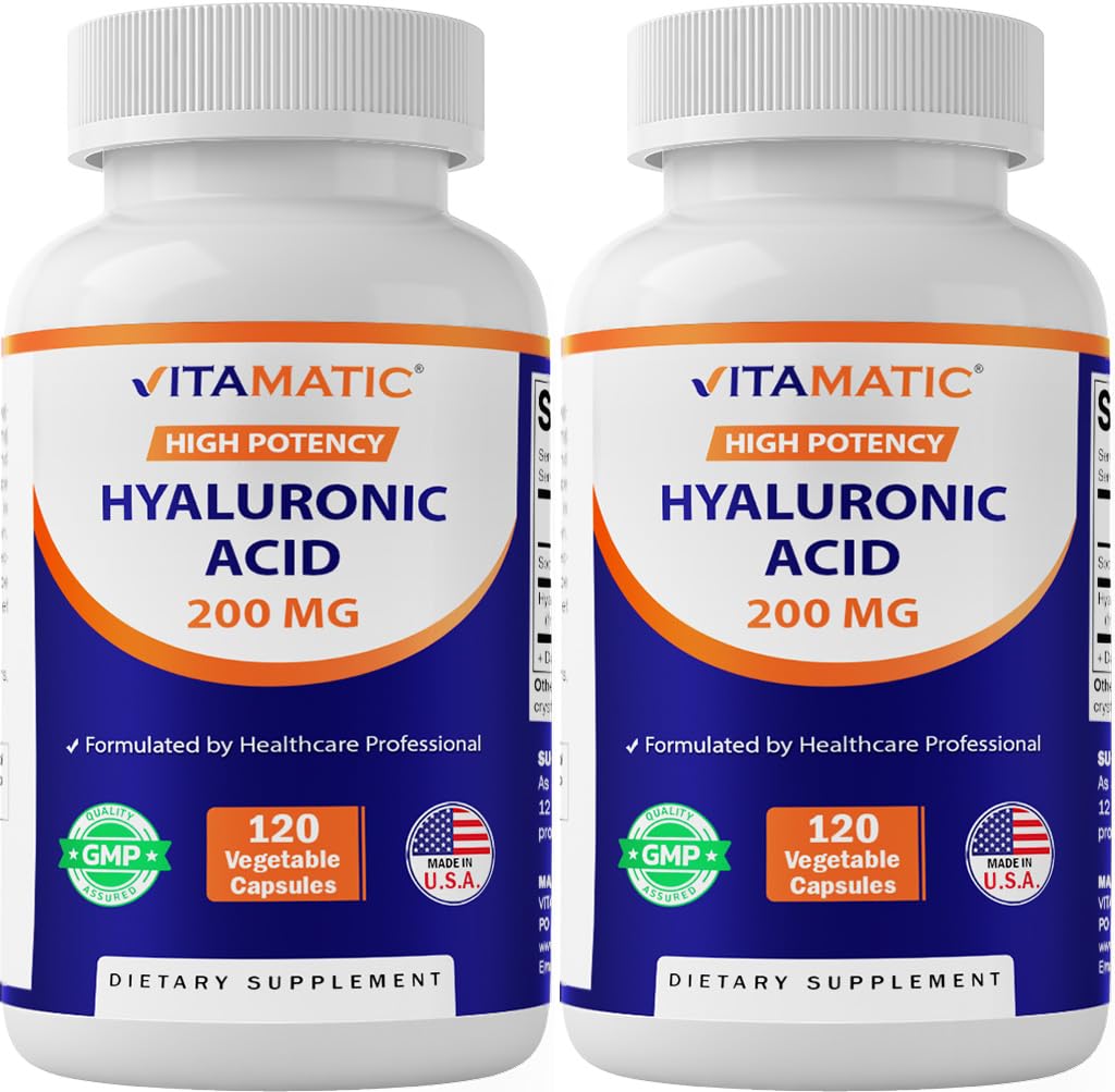 Vitamatski 2 paket Hyaluronic Acid dopolnila 200mg - Podpira zdravo povezana tkiva in sklepe - spodbujanje mladih zdravo kožo - skupaj 240 kapsul