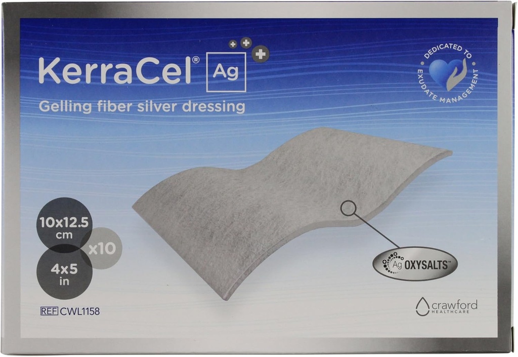 Ag 4" x 5" Gelling Fiber Silver bi obleko (CWL1158) - Absorbcije in izolati Rana Drainege in ubije Bakterije, Micro-Contours za posteljo, ohranja zdrave ravni vlage (Škatlica 10)