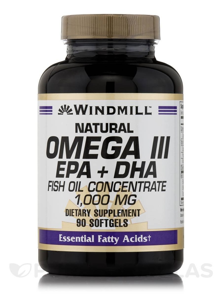 Mlin na veter Omega 3 ribje olje 1000 mg softgels, 90 ct