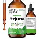 Wild & Organic Arjuna Bark Tinkcture - Skupni dodatek za dobro počutje - tekoče kapljice brez alkohola - Terminalia Arjuna Bark Extract - Brez sladkorja in dodatkov, Non-GMO - 4 fl oz