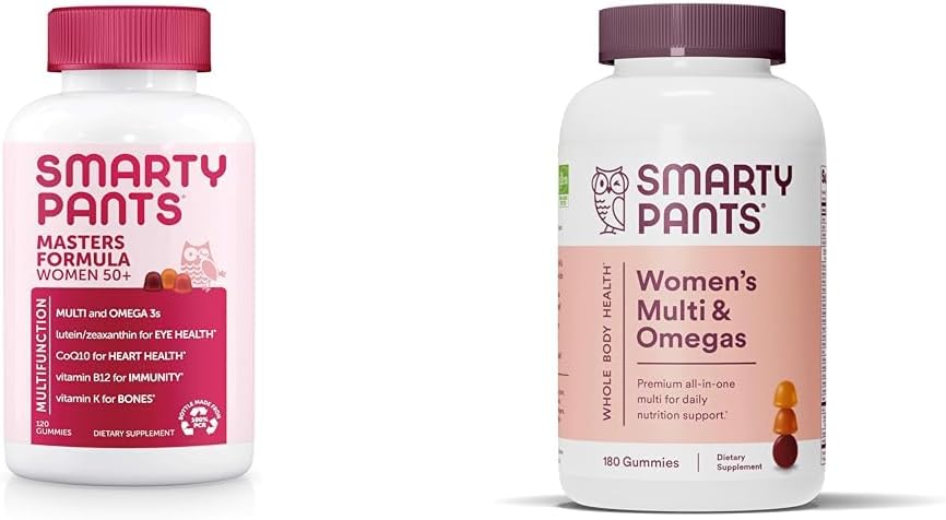SmartyPants Gummy Multivitamin za ženske 50 in več: Omega 3 ribje olje (EPA/DHA), Metilfolat in ženske multivitaminske gume: Omega 3 ribje olje (EPA/DHA), metilfolat, CoQ10