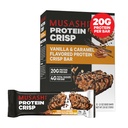 MUSASHI Protein Crisp Bar, 20g beljakovine, 4g skupni sladkorji, Vanilla & Caramel, Post Workout in prigrizek na Go, 12 Pack of 2.1oz (60g) Bari