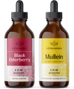 HERBAMAMA Zeliščne tekoče kapljice Kit - paket izvlečka črnega jagodičja in Mullein Leaf Tinkture 4 fl oz - Vegan, Non-GMO, Sugar & Alkohol-free - 2 paket