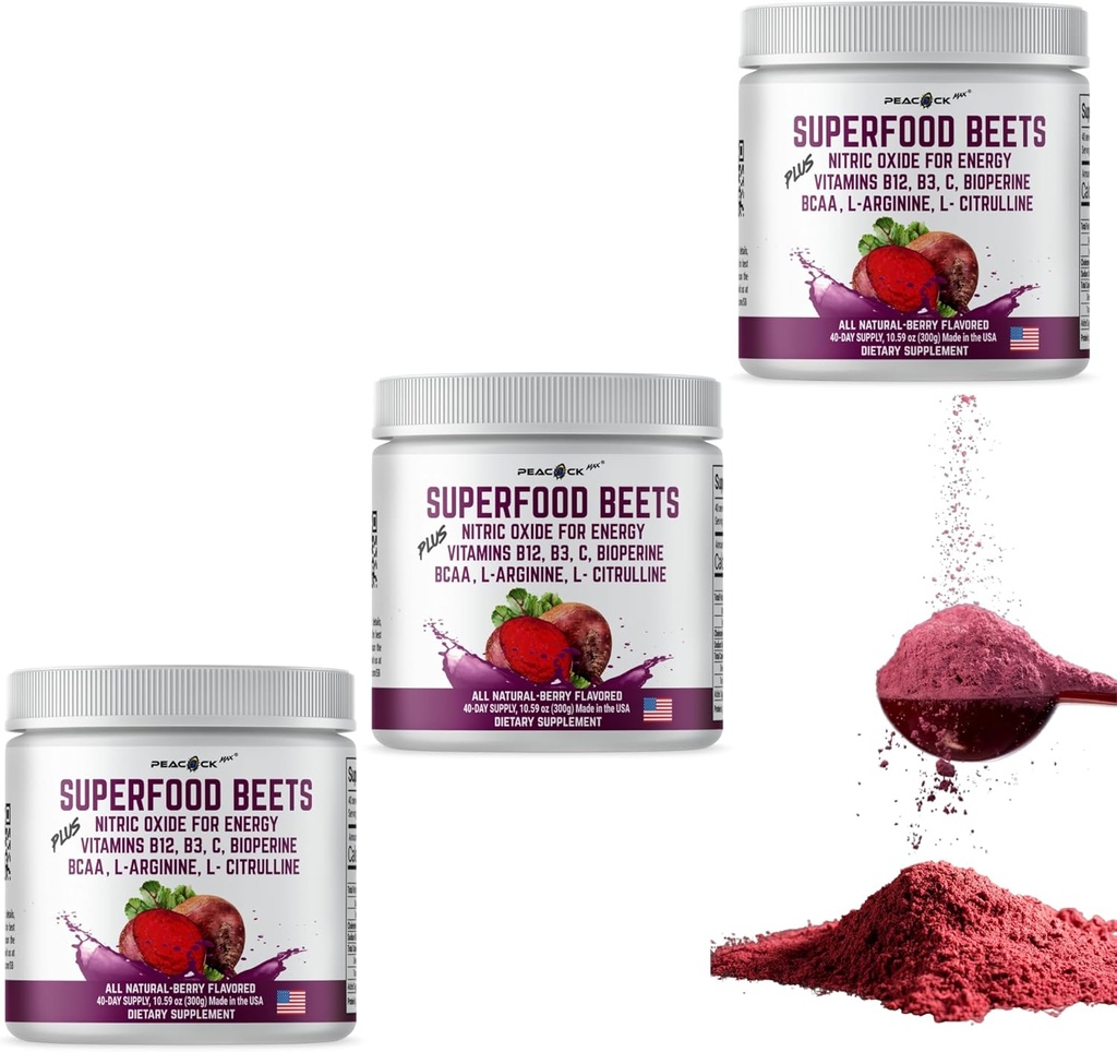 Superfood Bies Powder, 10.59oz (Pack of 12) - Beetroot Powder Organska pesa Koren mešanica z zelenim čajem in jagodičevjem aroma, ne-GMO, rastlinsko-bazenska mešanica