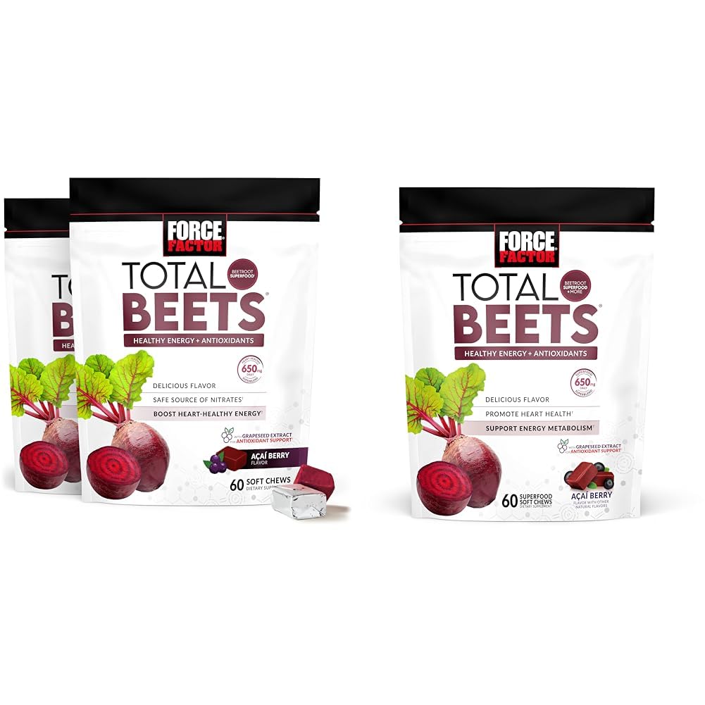 Sila Factor skupaj Bees Soft Chews z peso, Nitrati, L-Citrulin, Grozdni ekstrakt & Antioksidanti, Zdrava energijska dopolnila, 120 Število 2-Pack & 60