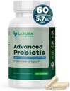 LaPura Advanced Probiotic - Premium Digestive Support for Gut & Imune Health, 60 kapsul - 5,75 milijard CFU probiotiki Vključno z DE111 sevom (Bacillus subtilis) - Ne-GMO, Gluten-free, Made in USA