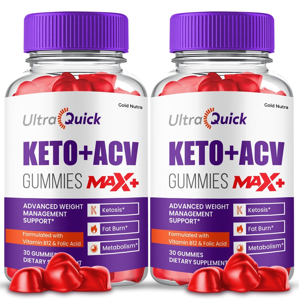 (2 paket) UltraQuick Max+ ACV Gummies, Višja potenca, Uradna Ultra Quick Max+ Gummies, 2X Močnejši Apple Cider Gummy, 2 Mesec dobave