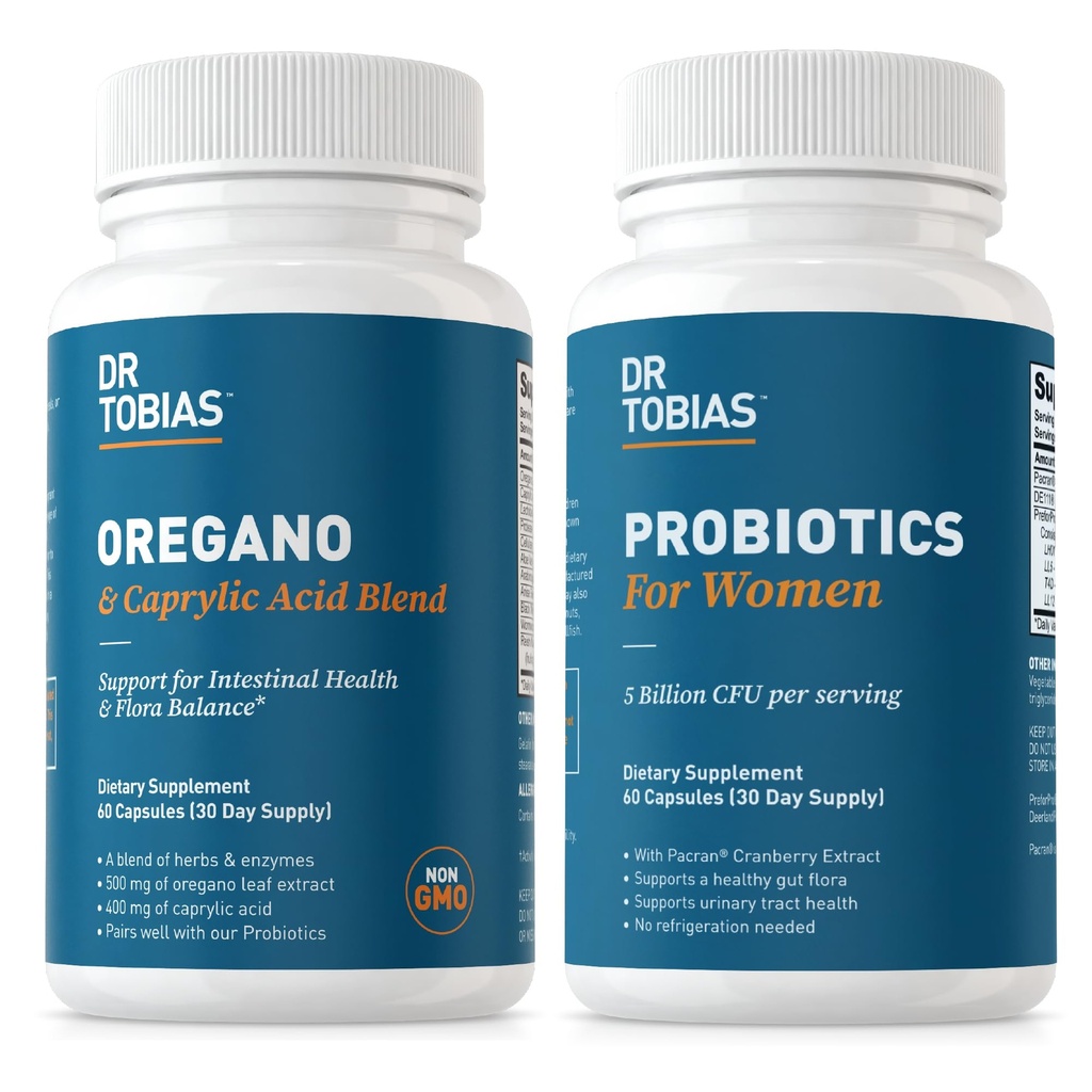 Dr. Tobias Origano in Kaprilna kislina mešanica in probiotiki za ženske - podpira Gut, Imunska, in zdravje urina, Non-GMO