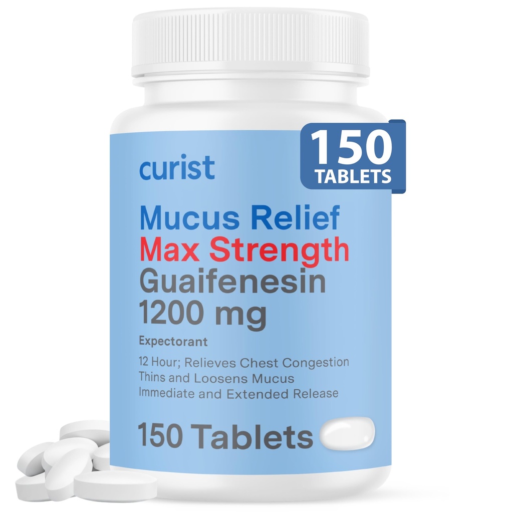 Curist Guaifenesin 1200 Mg Razširjene Release tablete - 150 Štetje Največja moč Sluza Relief tablete OTC - Jasna prezasedenost