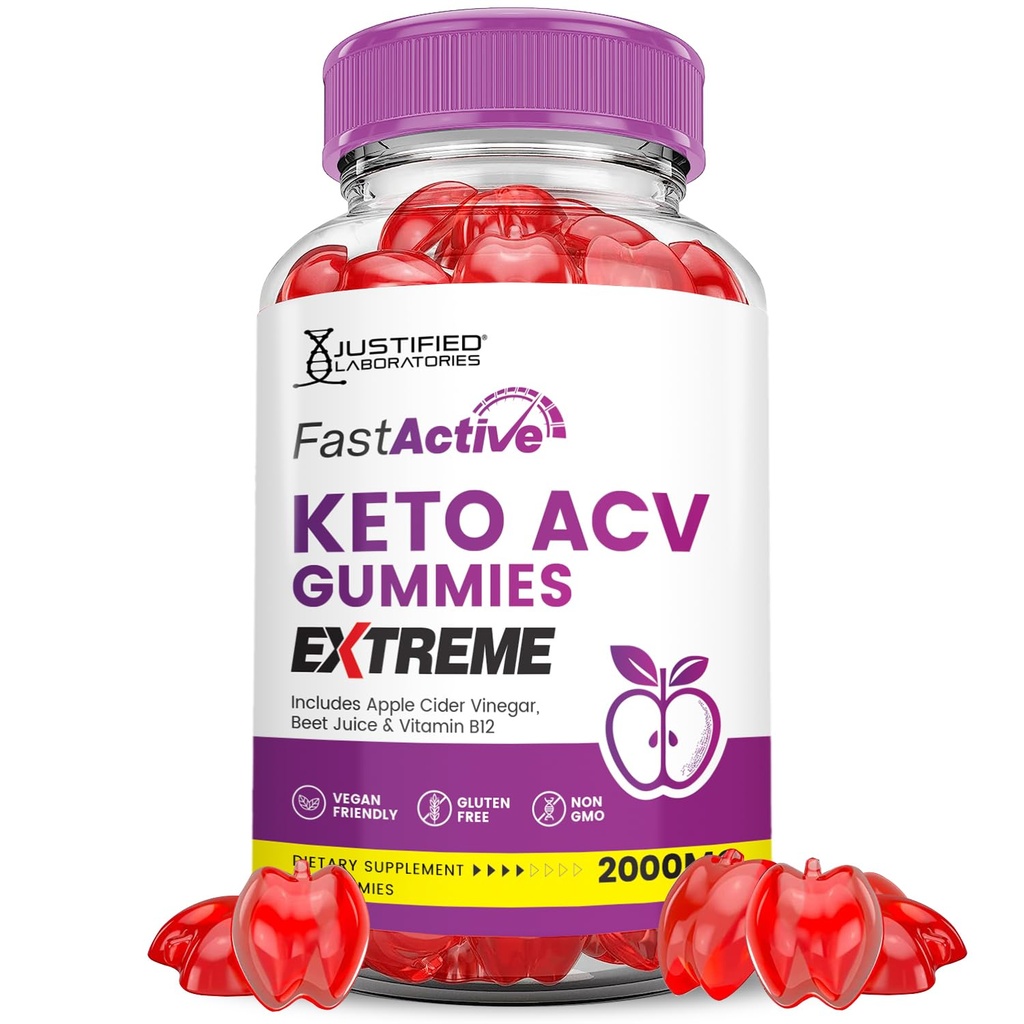 Hitri aktivni Keto ACV Gummies Extreme 2000MG Fastactive Keto Gummies Apple Cider Vinegar Oblikovan z Granatni beet Juice v prahu B12 Vegan Non GSO 60 Gummys