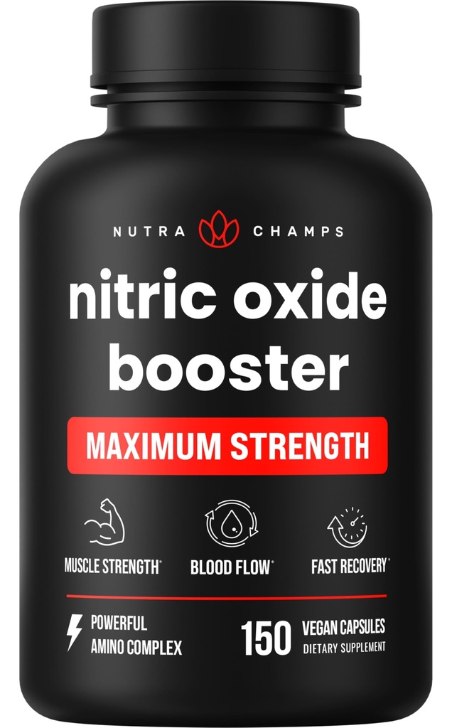 NutraChamps Dušikov oksid dopolnilo, L-arginin, L Citrulin Malate, AAKG, Pine Bark, Izvleček grozdnega semena, Dodatna moč Dušikov oksid Booster, Dušikov oksid tablete, Moč, energija, pretok krvi