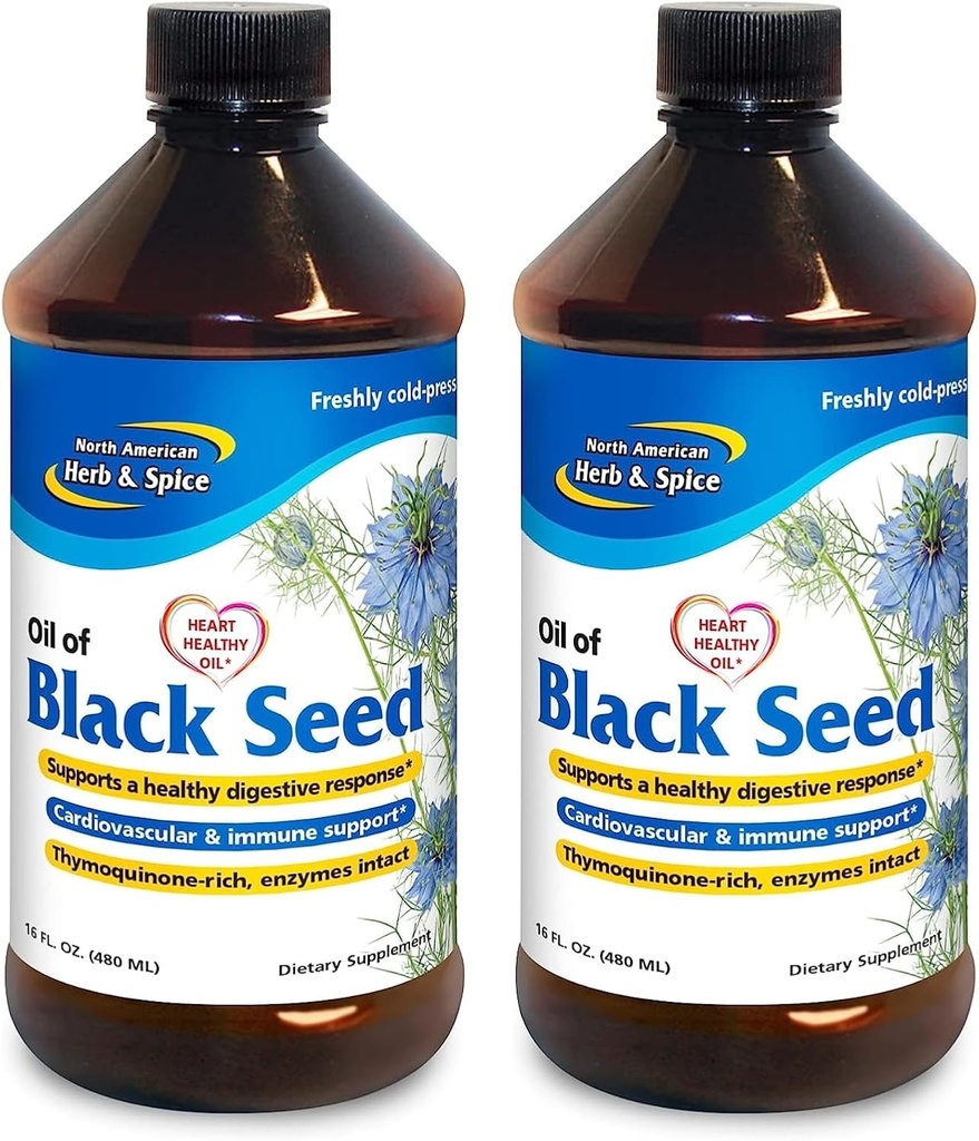 SEVERNA AMERIŠKA HERB & SPICE črno seme olje - 16 fl oz, paket 2 - Prebavne in imunske podpore - Non-GMO - 192 skupno serving