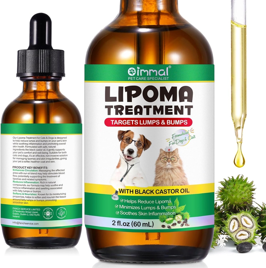 Zdravljenje z lipomom Ciljna zaščita za pse Lumps in Bumps 2 fl.oz, Lipom Zdravljenje psov Mačke, Mehko maščobne lumps & Bumps, Castor olje za hišne živali, Dopolnila Lipoma zmanjšanje, Imunska podpora