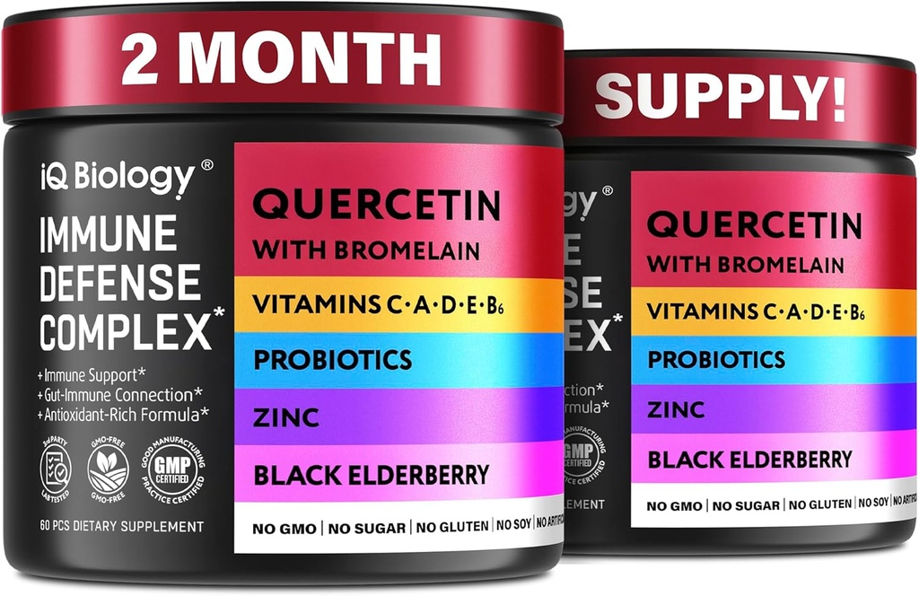 Quercetin z bromelainom - Premium Quercetin Bromelain Kapsule za imuno podporo* - Bromelain Quercetin dodatek - ne GSO Quercetin - 2 pakiranji (120 kapsul)
