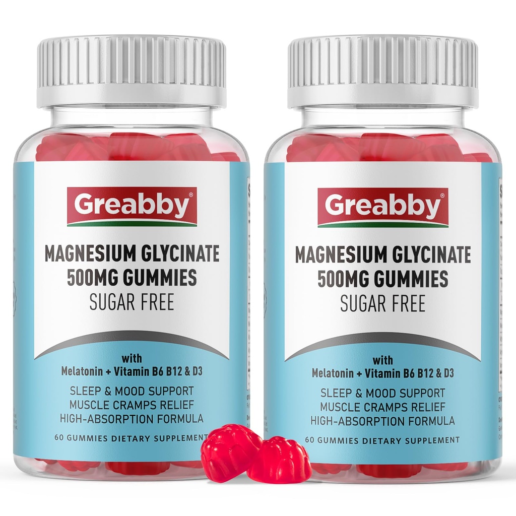 Magnezij Glycinate Gumies 500mg za odrasle Podpora za spanje, Žvečljivi Magnezij Gumiji za ženske in moške, Muscle Relief & Magnezij oskrbo (120 Gummies)
