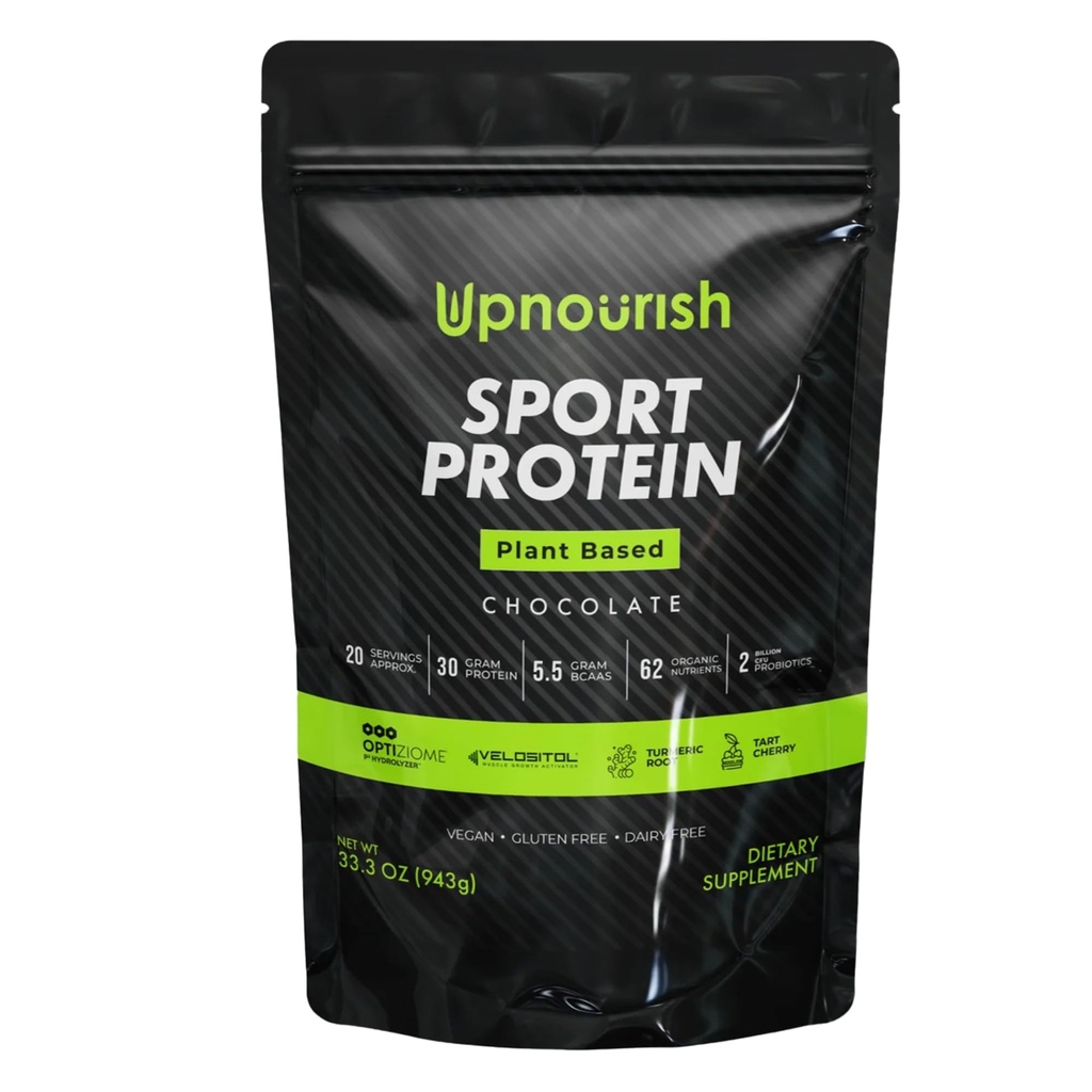Vegan Sport Protein Powder Chocolate 20 obrokov – 30g beljakovin na osnovi rastline, VELOSITOL, BCAA, Ekološka zelena in sadje, probiotiki, Tart Cherry za okrevanje post vadbe, Informirajte športi Certified Keto