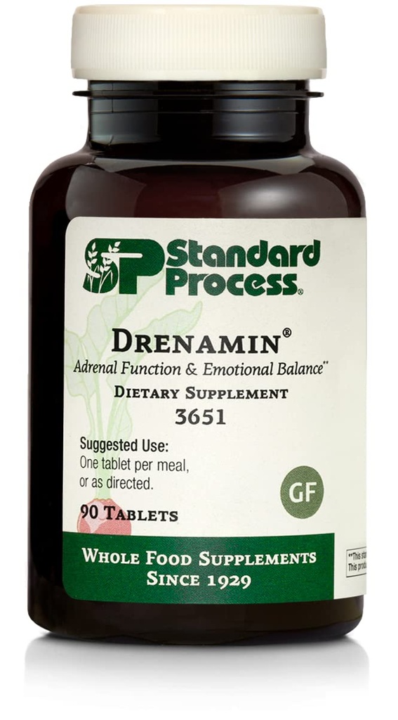 Standardni proces Drenamin - Adrenalna funkcija dodatek za zdravo odzivanje na stres - podpira zdravo proizvodnjo energije in presnova - Gluten-free, ne-Mlečna in ne-Mlečna - 90 tablet (90 Serving)