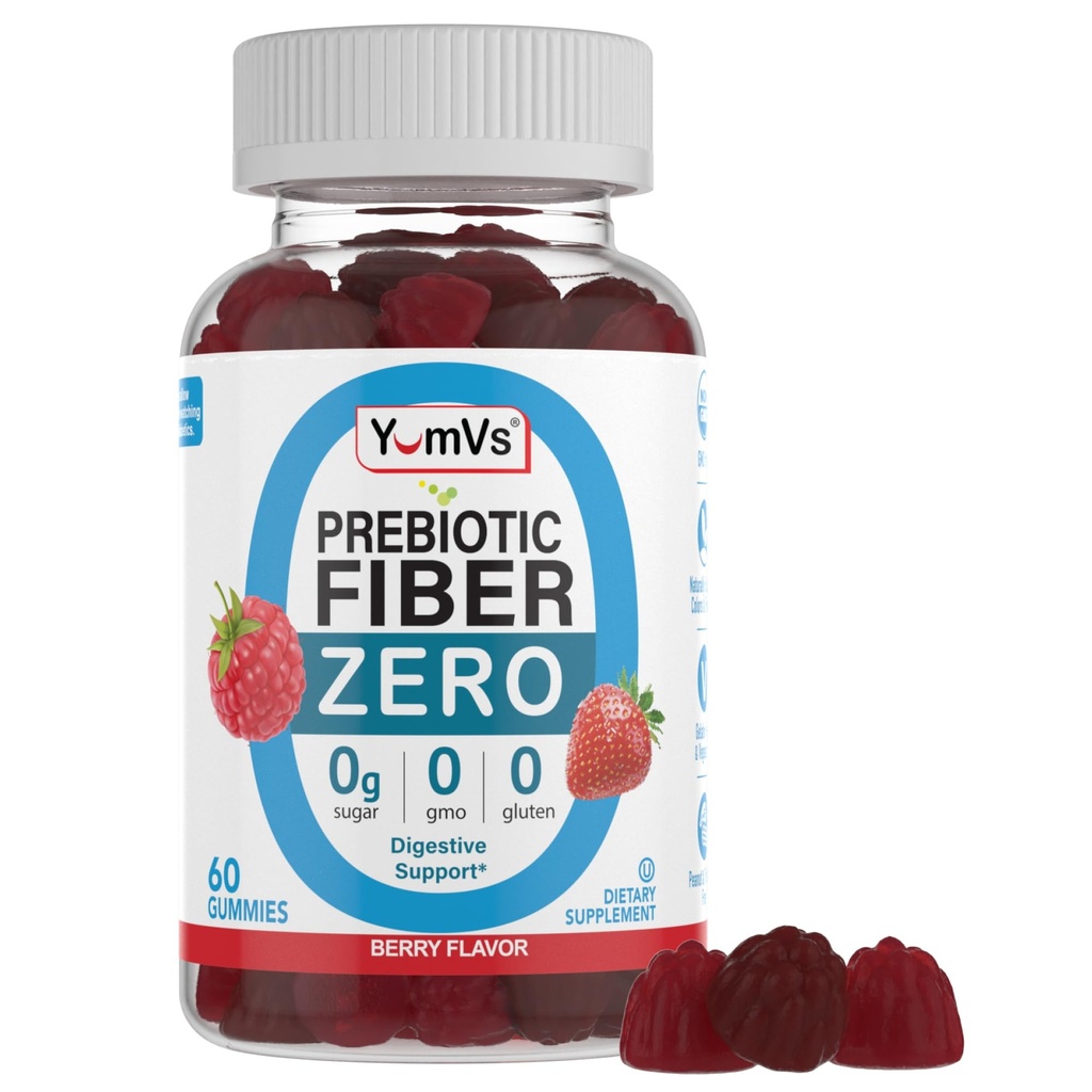 JumVs brez sladkorja Fiber Gumies za odrasle – 4g Prebiotične Fiber dodatek Gumies za Gut & Prebavne zdravje – Keto prijazno, Vegan, Gluten brezplačno, Non-GMO – Velika okus Berry Flavor – 60 Count