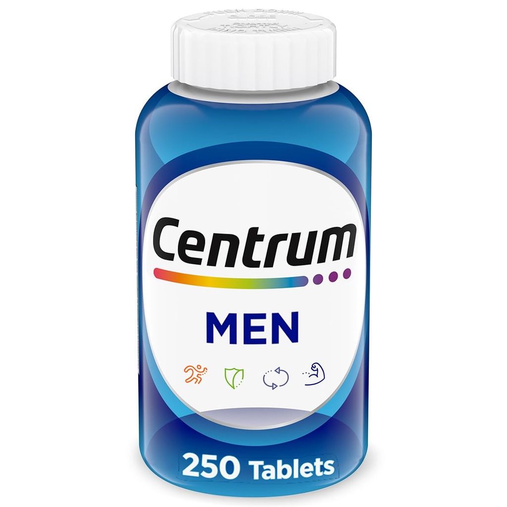Centrum multivitamin za moške, Multivitamin/Multimineral dodatek z vitaminom D3, B Vitamini in antioksidanti, Gluten brez, Ne-GMO sestavine - 250 Število