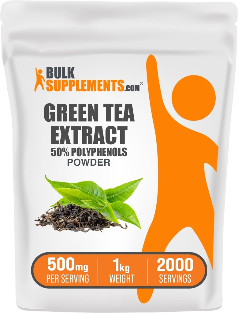 BulkSupplements.comgreen Tea Extract Prašek - 50% polifenoli dodatek, EGCG dodatki - Gluten Free, 500mg na serviranje, 1kg (2,2 lbs) (Pack of 1)